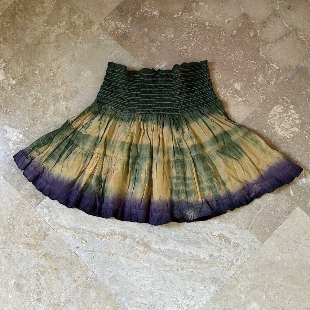 Magazine Green/ Purple Tie Dye Skirt, Twisted/Skater Style, Size M